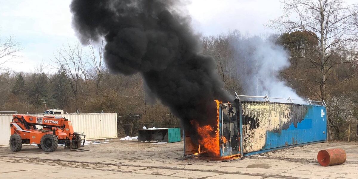 Iso Container Fire Storage container catches fire on Wilsonburg Road