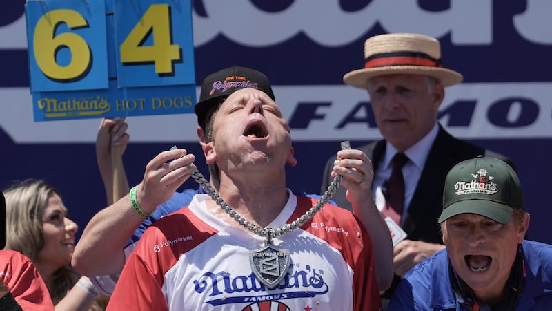 Joey Chestnut wins the 2026 Nathan's Famous Fourth of July hot dog eating contest at Coney...