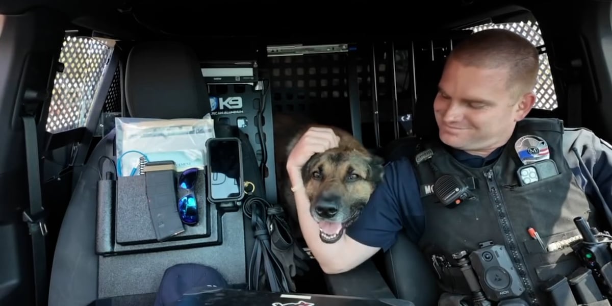 Police K9 Randy K-9 officer gives final call on last shift after 3 years of service ...