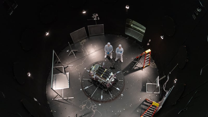 This photo provided by NASA shows Kieran Wilson, LINK’s principal investigator, and Hunter...